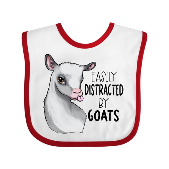 Inktastic Easily Distracted by Goats Cute Goat Boys or Girls Baby Bib