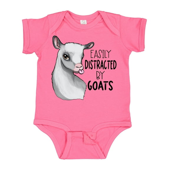 Inktastic Easily Distracted by Goats Cute Goat Boys or Girls Baby Bodysuit