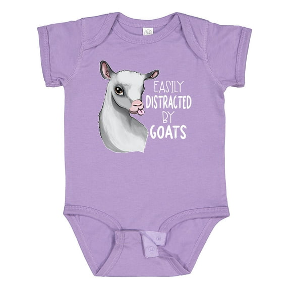 Inktastic Easily Distracted by Goats Cute Goat Boys or Girls Baby Bodysuit