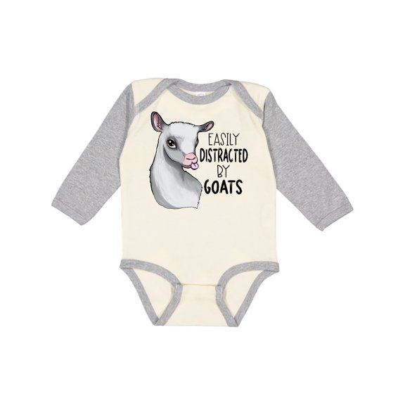 Inktastic Easily Distracted by Goats Cute Goat Boys or Girls Long Sleeve Baby Bodysuit