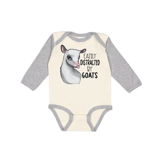 Inktastic Easily Distracted by Goats Cute Goat Boys or Girls Long Sleeve Baby Bodysuit
