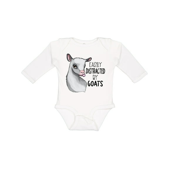 Inktastic Easily Distracted by Goats Cute Goat Boys or Girls Long Sleeve Baby Bodysuit