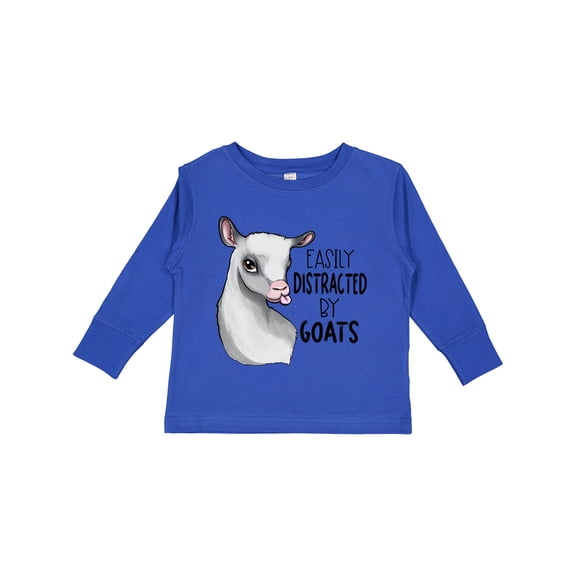 Inktastic Easily Distracted by Goats Cute Goat Boys or Girls Long Sleeve Toddler T-Shirt