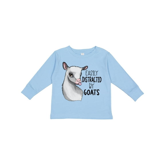 Inktastic Easily Distracted by Goats Cute Goat Boys or Girls Long Sleeve Toddler T-Shirt