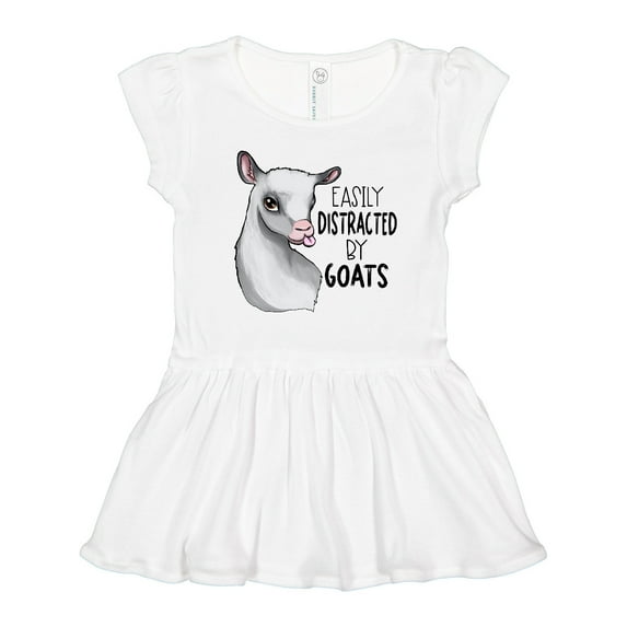 Inktastic Easily Distracted by Goats Cute Goat Girls Toddler Dress