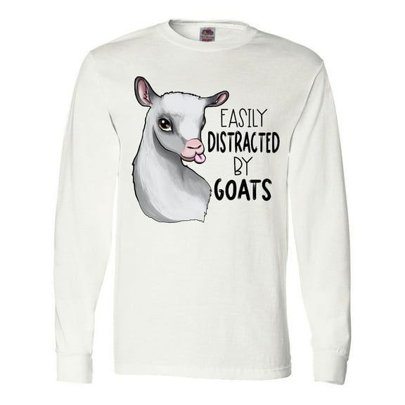 Inktastic Easily Distracted by Goats Cute Goat Long Sleeve T-Shirt
