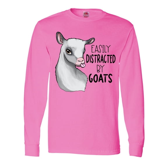 Inktastic Easily Distracted by Goats Cute Goat Long Sleeve T-Shirt