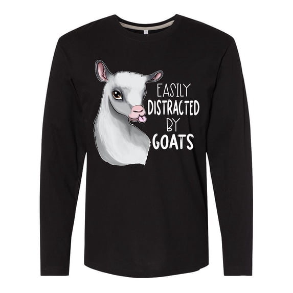 Inktastic Easily Distracted by Goats Cute Goat Long Sleeve T-Shirt