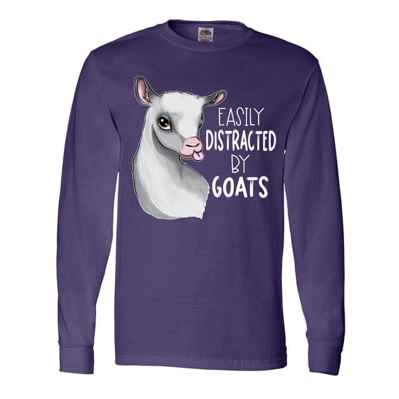 Inktastic Easily Distracted by Goats Cute Goat Long Sleeve T-Shirt