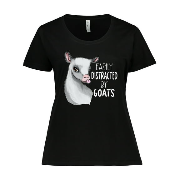 Inktastic Easily Distracted by Goats Cute Goat Women's Plus Size T-Shirt
