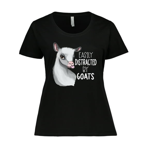 Inktastic Easily Distracted by Goats Cute Goat Women's Plus Size T-Shirt