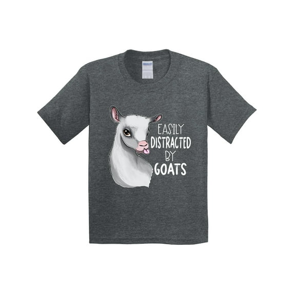 Inktastic Easily Distracted by Goats Cute Goat Youth T-Shirt