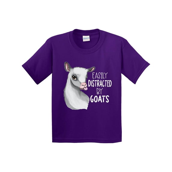 Inktastic Easily Distracted by Goats Cute Goat Youth T-Shirt