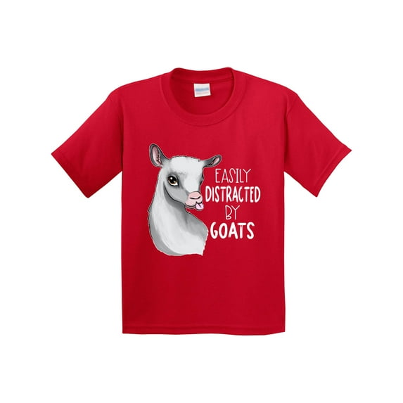 Inktastic Easily Distracted by Goats Cute Goat Youth T-Shirt