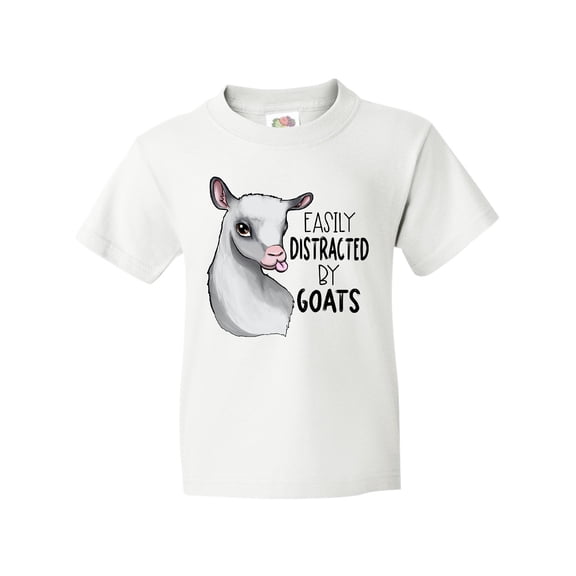 Inktastic Easily Distracted by Goats Cute Goat Youth T-Shirt