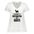 thumbnail image 1 of Inktastic Easily Distracted by Goats Women's Plus Size V-Neck T-Shirt, 1 of 5