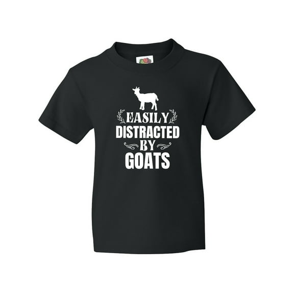 Inktastic Easily Distracted by Goats Youth T-Shirt