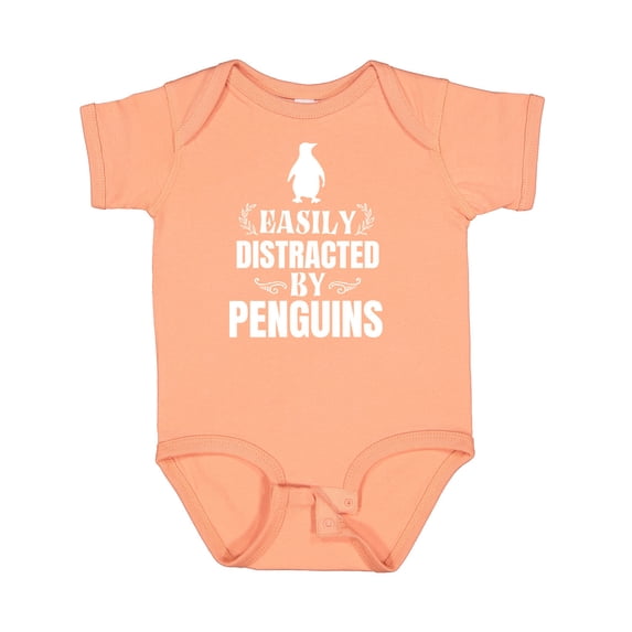 Inktastic Easily Distracted by Penguins Boys or Girls Baby Bodysuit