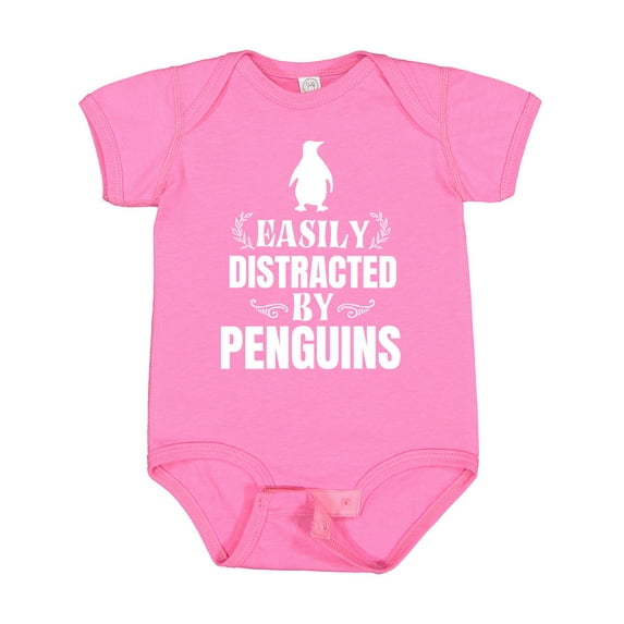 Inktastic Easily Distracted by Penguins Boys or Girls Baby Bodysuit