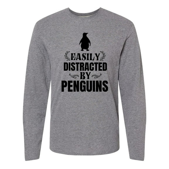Inktastic Easily Distracted by Penguins Long Sleeve T-Shirt