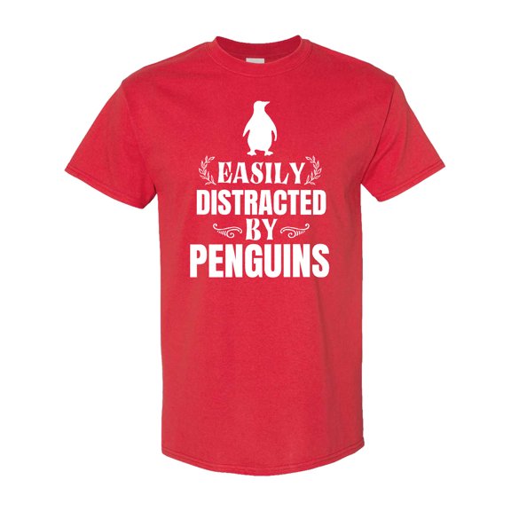 Inktastic Easily Distracted by Penguins T-Shirt