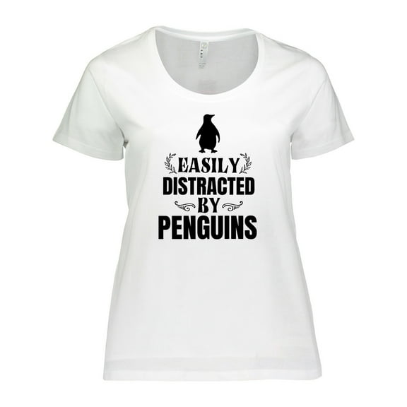 Inktastic Easily Distracted by Penguins Women's Plus Size T-Shirt