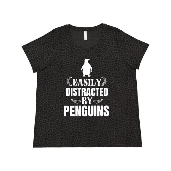 Inktastic Easily Distracted by Penguins Women's Plus Size T-Shirt