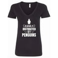 thumbnail image 1 of Inktastic Easily Distracted by Penguins Women's V-Neck T-Shirt, 1 of 5