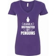 thumbnail image 1 of Inktastic Easily Distracted by Penguins Women's V-Neck T-Shirt, 1 of 5