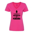 thumbnail image 1 of Inktastic Easily Distracted by Penguins Women's V-Neck T-Shirt, 1 of 5