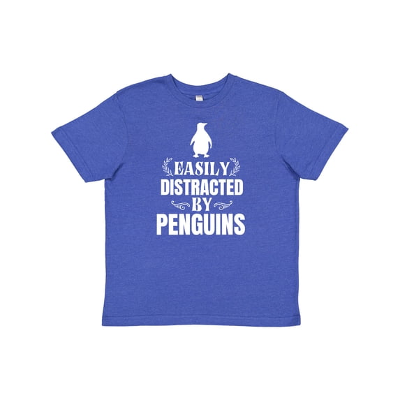 Inktastic Easily Distracted by Penguins Youth T-Shirt