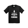 thumbnail image 1 of Inktastic Easily Distracted by Penguins Youth T-Shirt, 1 of 5