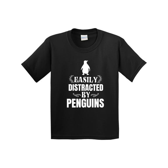 Inktastic Easily Distracted by Penguins Youth T-Shirt