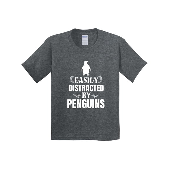 Inktastic Easily Distracted by Penguins Youth T-Shirt
