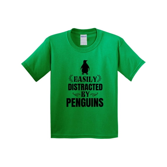 Inktastic Easily Distracted by Penguins Youth T-Shirt