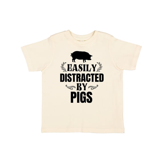 Inktastic Easily Distracted by Pigs Boys or Girls Toddler T-Shirt