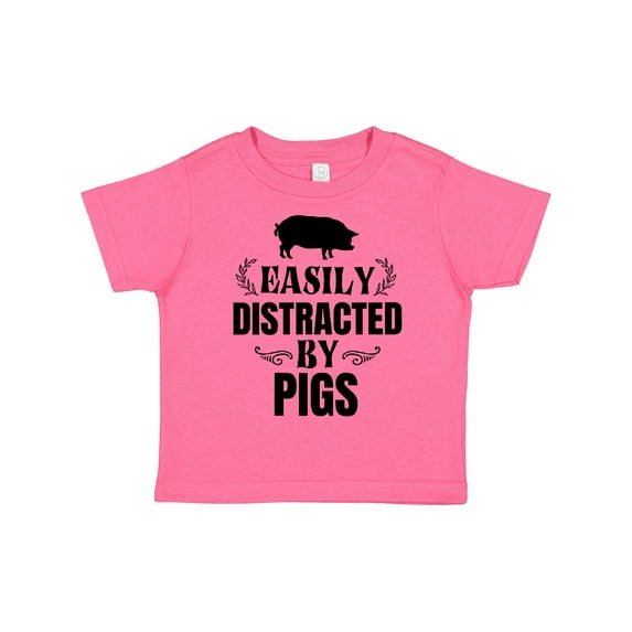 Inktastic Easily Distracted by Pigs Boys or Girls Toddler T-Shirt