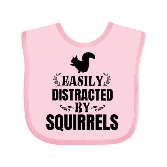 Inktastic Easily Distracted by Squirrels Boys or Girls Baby Bib