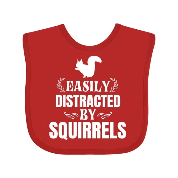 Inktastic Easily Distracted by Squirrels Boys or Girls Baby Bib