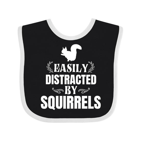 Inktastic Easily Distracted by Squirrels Boys or Girls Baby Bib