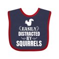thumbnail image 1 of Inktastic Easily Distracted by Squirrels Boys or Girls Baby Bib, 1 of 4