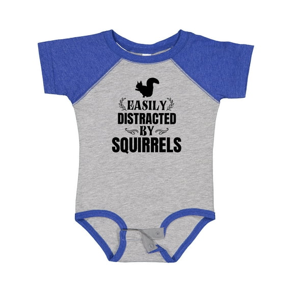 Inktastic Easily Distracted by Squirrels Boys or Girls Baby Bodysuit
