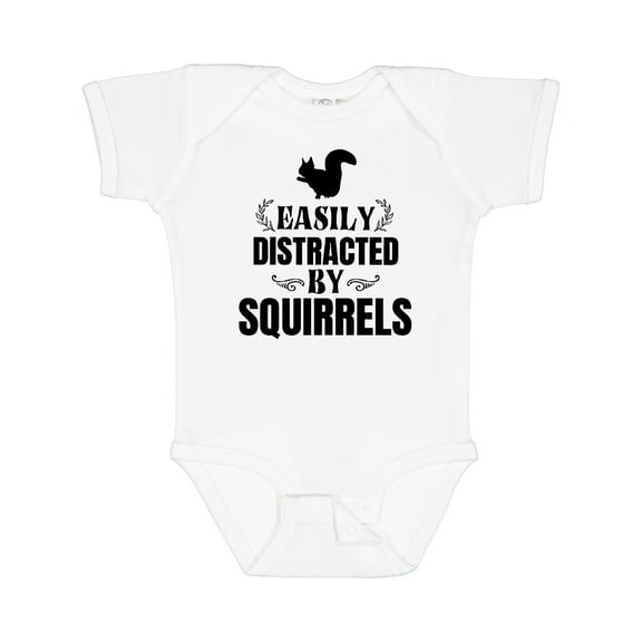 Inktastic Easily Distracted by Squirrels Boys or Girls Baby Bodysuit