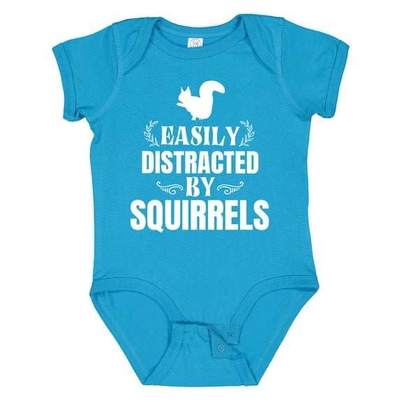 Inktastic Easily Distracted by Squirrels Boys or Girls Baby Bodysuit