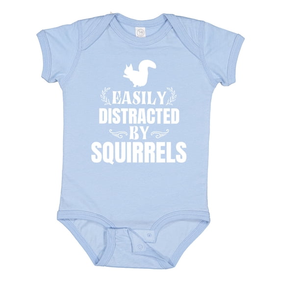 Inktastic Easily Distracted by Squirrels Boys or Girls Baby Bodysuit