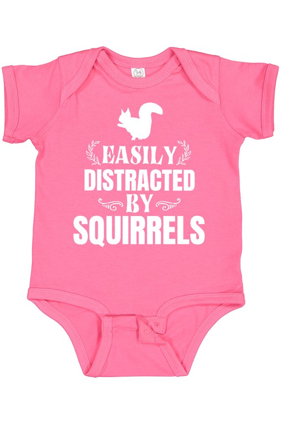 Easily Distracted by Squirrels Boys or Girls Baby Bodysuit
