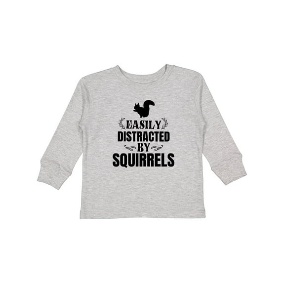Inktastic Easily Distracted by Squirrels Boys or Girls Long Sleeve Toddler T-Shirt