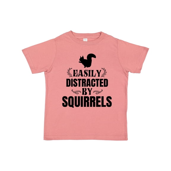 Inktastic Easily Distracted by Squirrels Boys or Girls Toddler T-Shirt