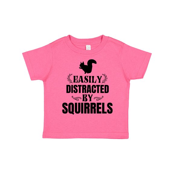 Inktastic Easily Distracted by Squirrels Boys or Girls Toddler T-Shirt