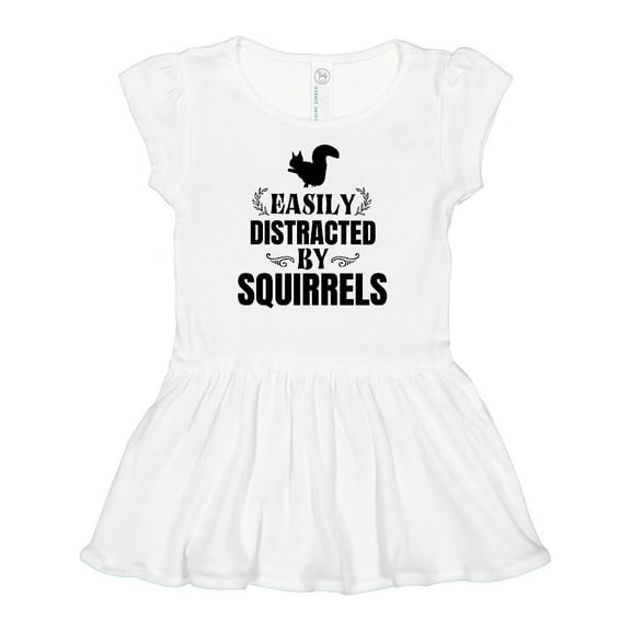Inktastic Easily Distracted by Squirrels Girls Baby Dress